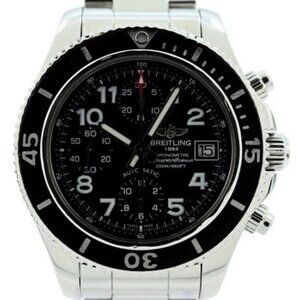 Breitling 42mm Men's Super Ocean 200M Black Dial Auto Chrono Watch B+P! A13311!